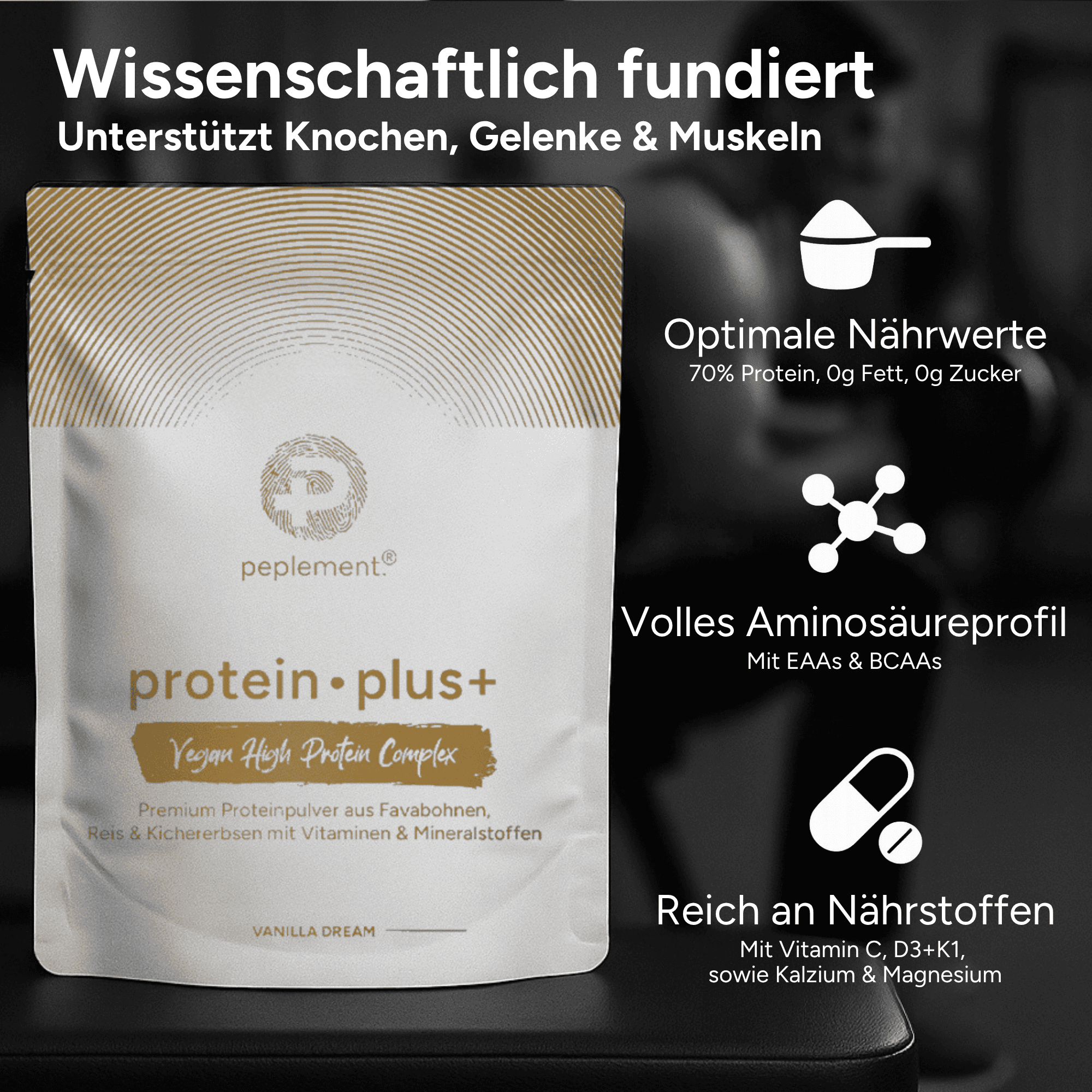 Veganes Premium-Protein mit herausragenden Leistungsdaten (600 g Pulver, Vanille Geschmack)