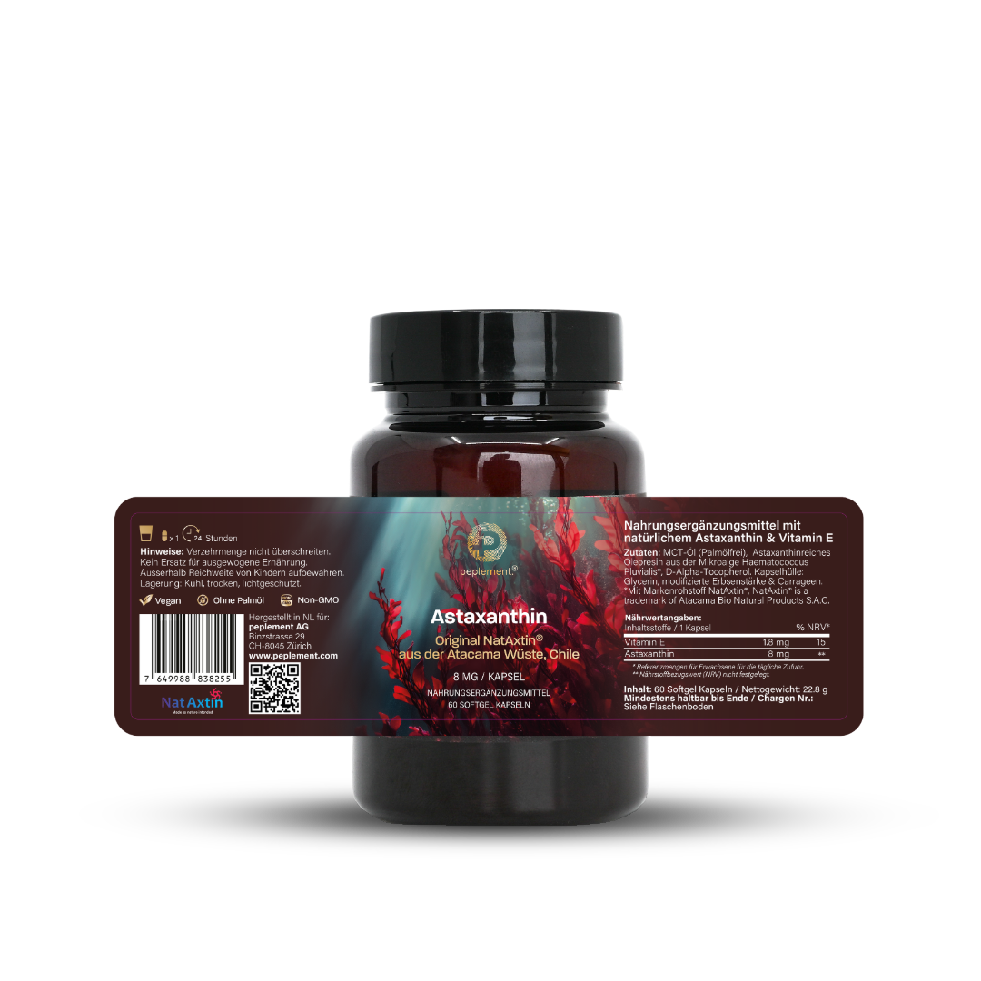 Astaxanthin - NatAxtin®. Premium Antioxidantien Softgels & Vitamin E