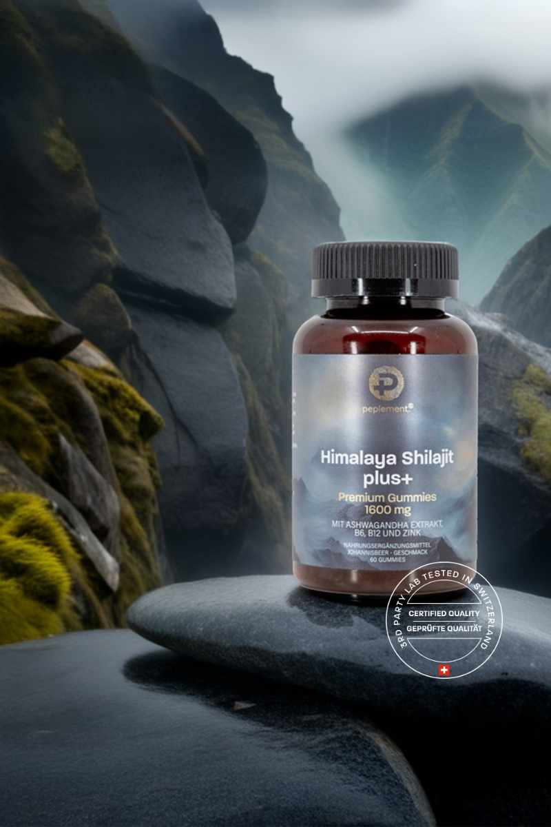 Shilajit Gummies mit Ashwagandha, 
Zink, Vitamin B6 & B12.