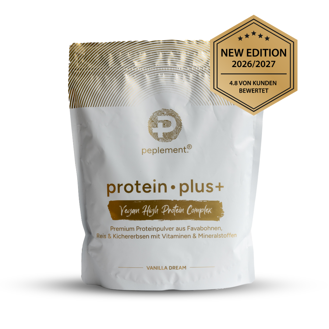 protein plus+  Vanille - Veganes Protein aus Favabohnen, Kichererbsen & Reis