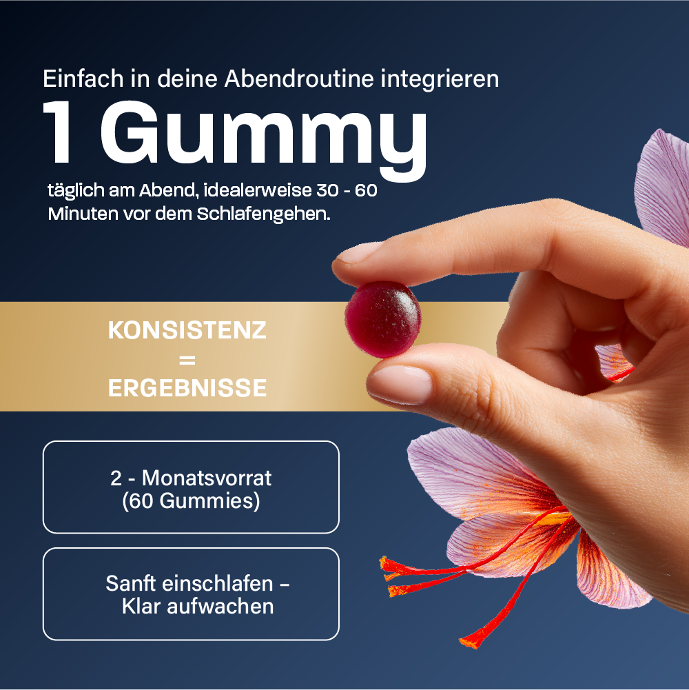 Safran plus+ Night Edition – zuckerfreie Safran Gummies mit Vitamin B6 & Zink (2026)