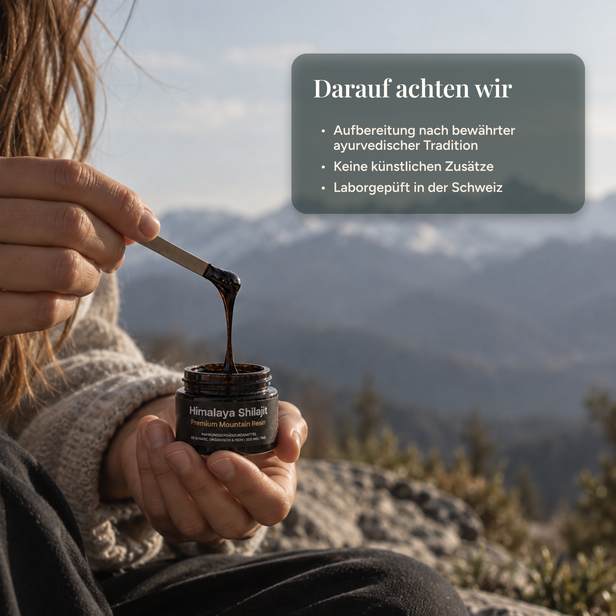 100 % reines Shilajit Harz aus dem Himalaya mit Zinkpicolinat