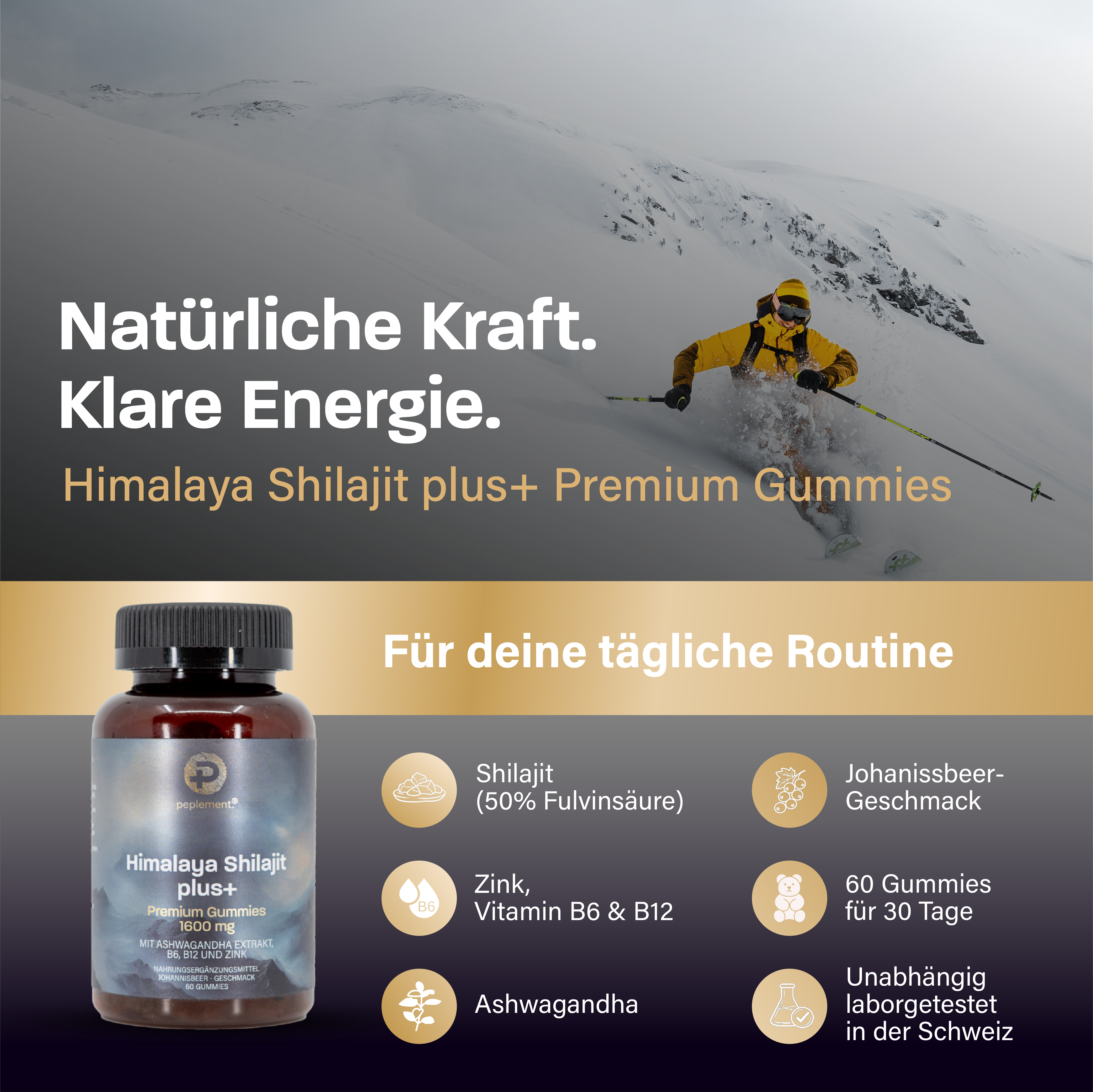 Himalaya Shilajit Gummies mit Ashwagandha, B6, B12 und Zink
