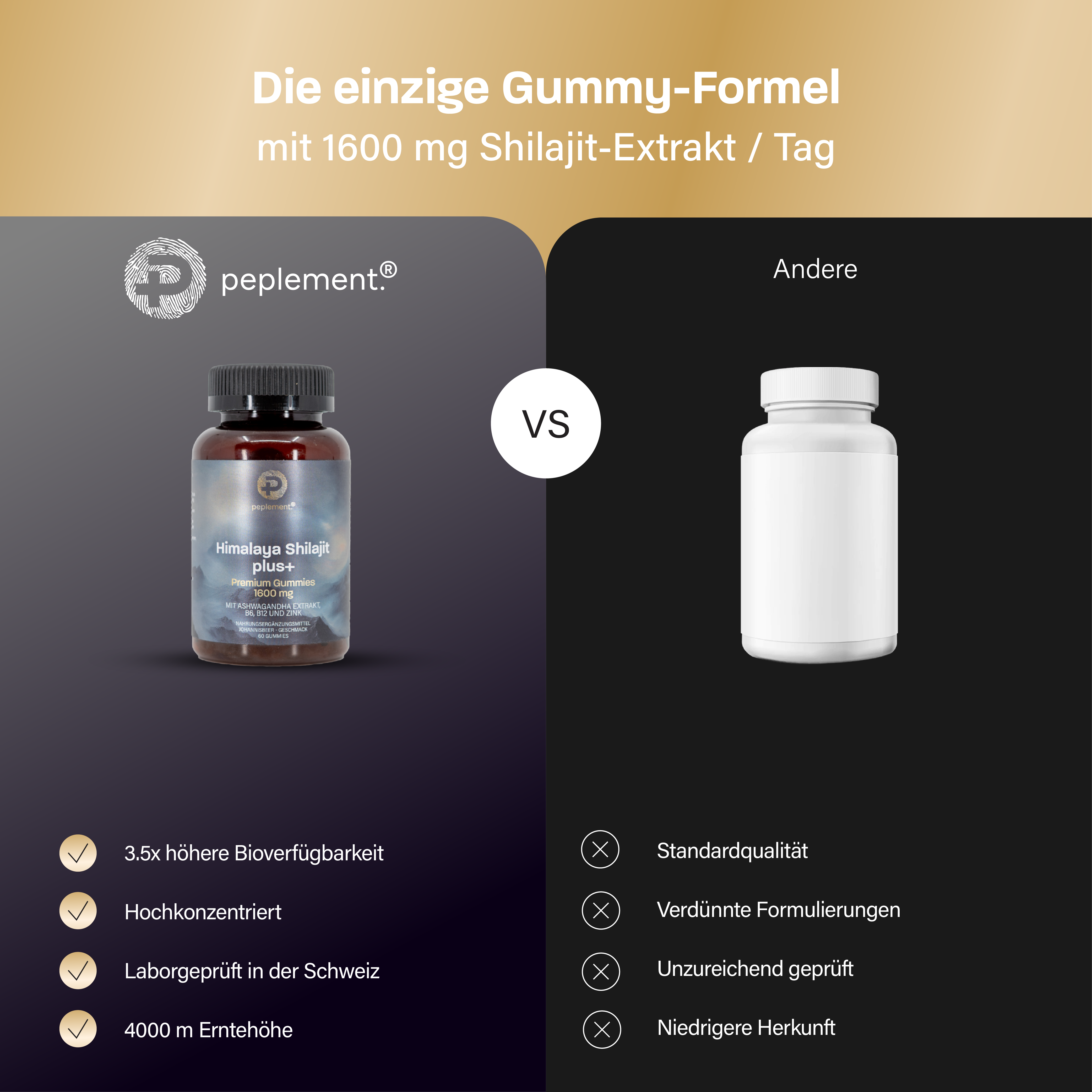 Himalaya Shilajit Gummies mit Ashwagandha, B6, B12 und Zink