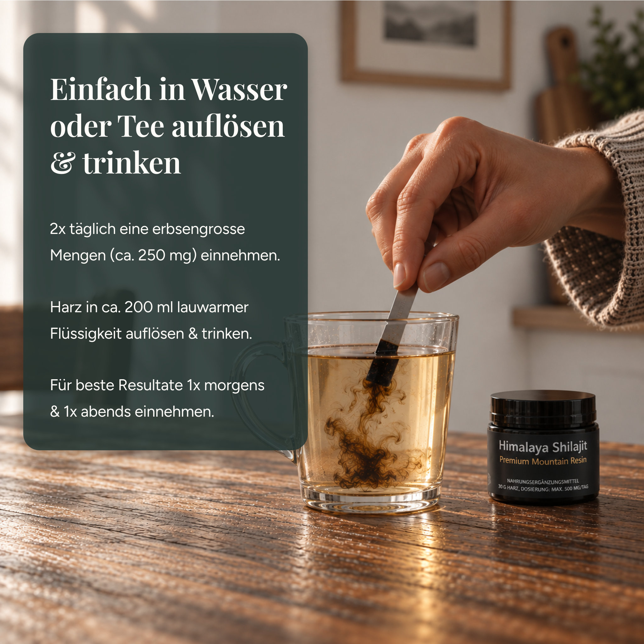 100 % reines Shilajit Harz aus dem Himalaya mit Zinkpicolinat